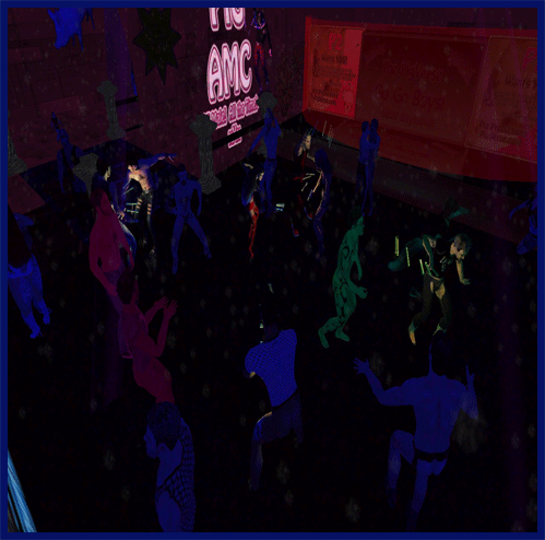 Crowd dancing at the gay virtual night club the uss club cockpit