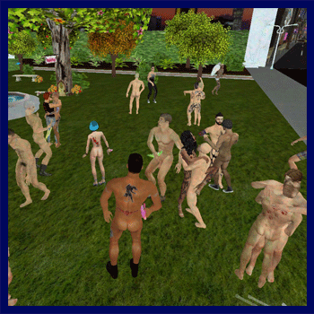 Naked party in the gay virtual world uther boystown